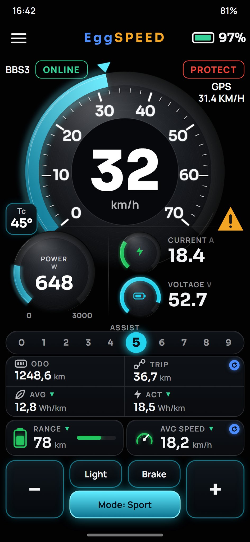 Cockpit-Stil Modern Performance mit leuchtendem Geschwindigkeitsbogen