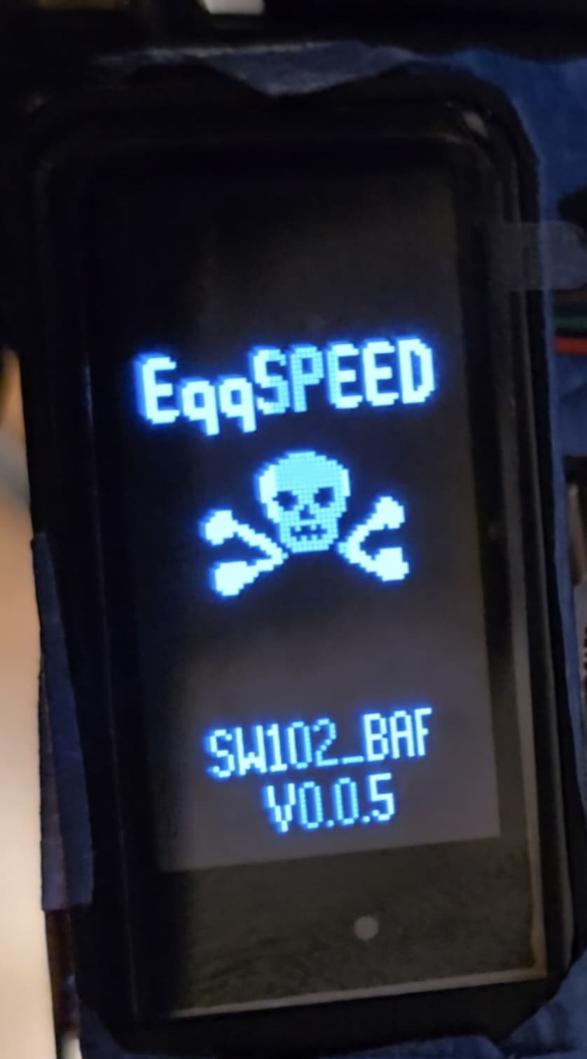 SW102 boot screen showing the firmware name and version